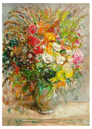 Uldis Krauze, Flowers in a Vase, 2020, Oil on Cardboard
