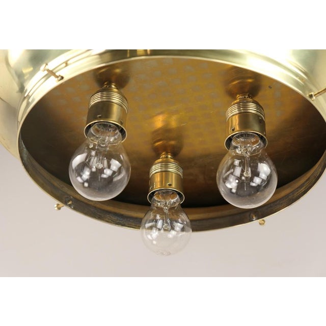 Metal Large Art Deco Brass Ceiling Lamp with Hand-Cut Lead Crystal Shade, Austria, 1920s For Sale - Image 7 of 12