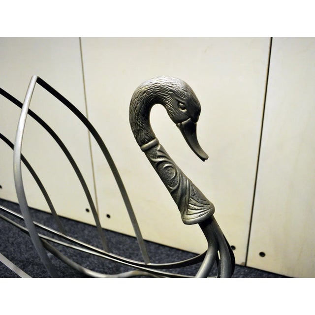 Italian Nickel-Plated Brass Magazine Rack, 1970s For Sale - Image 6 of 8