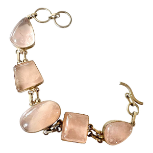 Vintage Sterling Silver and Rose Quartz Link Bracelet