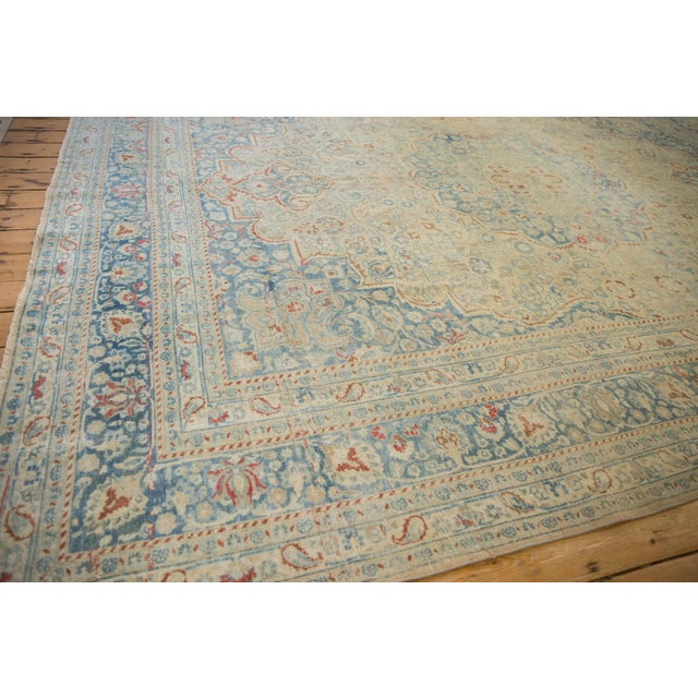 1940s Vintage Persian Meshed Lace Medallion Wool Carpet For Sale - Image 11 of 12