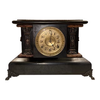 Seth Thomas Antique Adamantine Black Mantel Clock For Sale