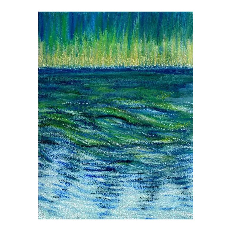 Reflection Of Wind On Water Oil Pastel Drawing Chairish