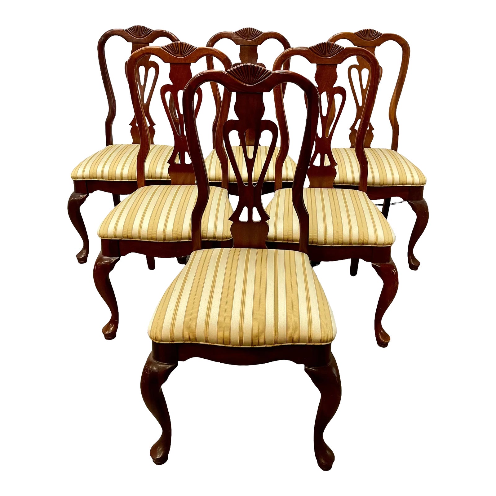 Vintage Thomasville Chippendale Style Mahogany Dining Chairs Set of 6