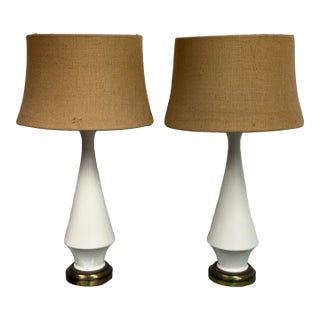 Mid Century Blanc De Chine Table Lamps, Pair For Sale