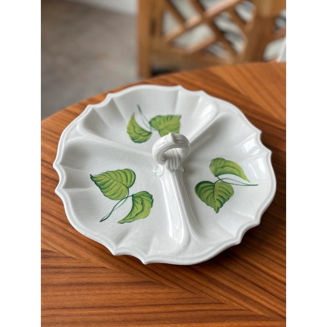 Vintage Italian Hand-Painted Ivy Relish Dish For Sale - Image 10 of 10