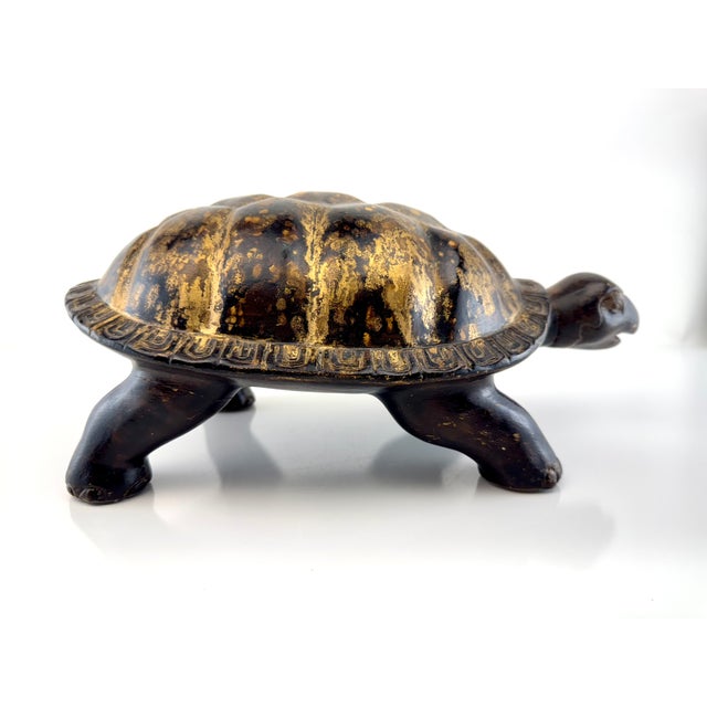 Vintage Mid Century Gilt-Finish Tortoise Sculpture, Hollywood Regency Style Decorative Object For Sale - Image 9 of 15