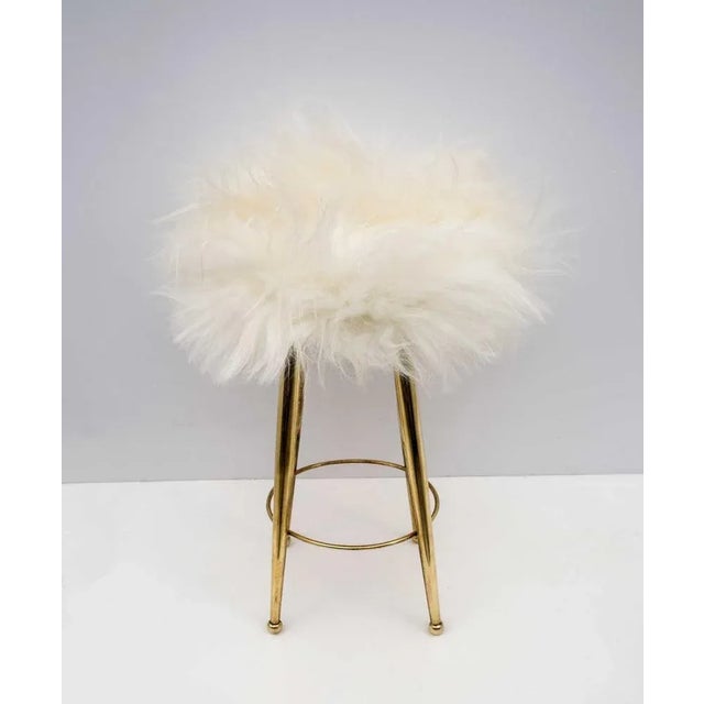 Mid-Century Modern Brass & Sheeps Skin Stool from Gio Ponti, Italy, 1950s For Sale - Image 6 of 6
