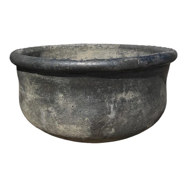 Kamun Black Earth Ware Vintage Pot Planter For Sale