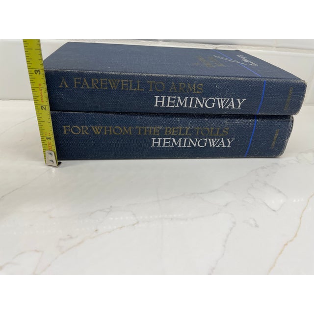 Set of 2 Blue Fabric Vintage Books by Ernest Hemingway for Reading or Decor For Sale - Image 4 of 8