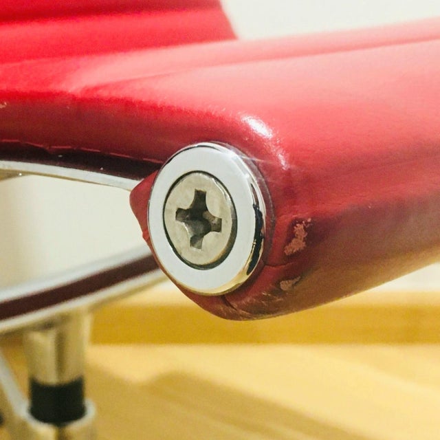 Red Swivel Lounge Chairs Model EA116 by Charles & Ray Eames for Vitra, 1990s For Sale - Image 8 of 10