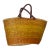 French Country Antique Woven Basket With Leather Handles For Sale