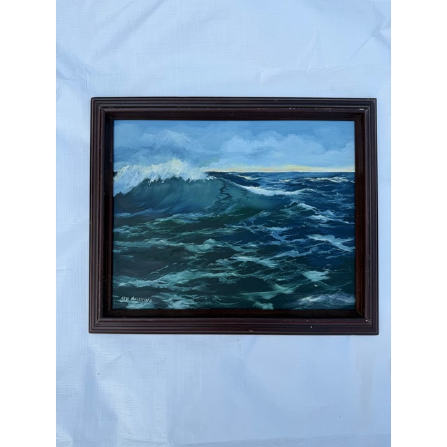 This listing is for an oil pianting of ocean waves by Ken Ahlering titled "Ground Swell". Signed by the artist and dated...