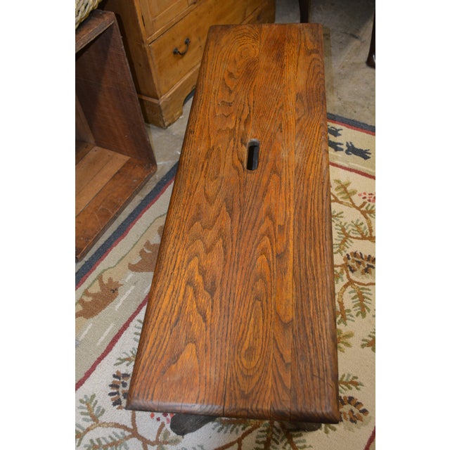 1980s Rustic Old Hickory Indiana Oak Wood / Log Bench Dining Seat For Sale - Image 6 of 16
