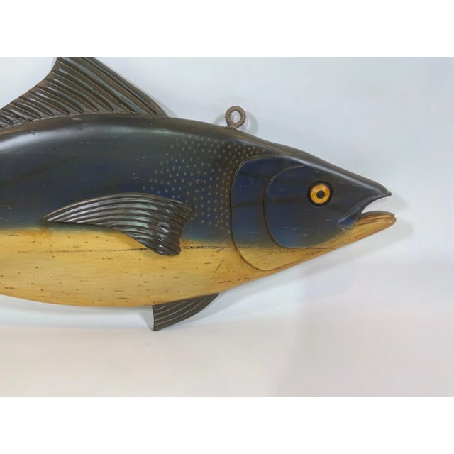 Wood Carved and Painted Tuna Fish Carving For Sale - Image 7 of 10