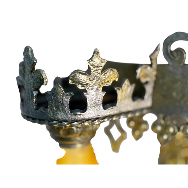 1927 Spanish Revival Semi Flush Chandelier With Original Polychrome Finish For Sale - Image 12 of 14