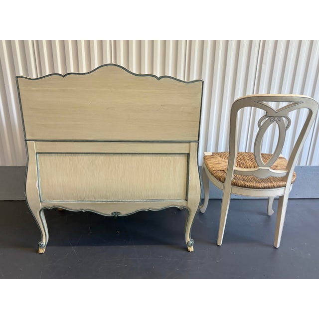 Vintage La Barge Hand Painted Blue and White French Secretary Desk and Chair For Sale - Image 10 of 11