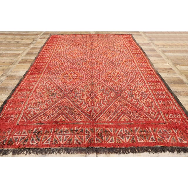 Mid-Century Modern Vintage Red Beni MGuild Moroccan Rug - 06'02 X 09'10 For Sale - Image 3 of 9