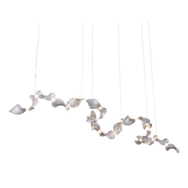 Dune 20 Curve Chandelier with Silver Anodized Shades by Daniel Becker For Sale