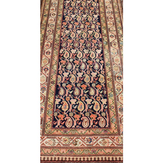 Paisley Design Antique Persian Malayer Runner in Dark and Light Tones For Sale - Image 9 of 10