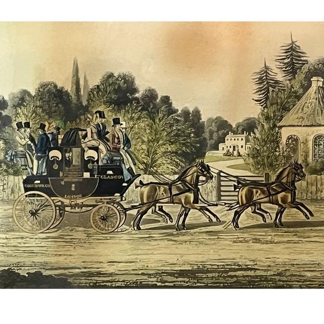 Paint Antique 1835 Coaching Prints: 21.5"x18.5" Quicksilver & Edinburgh Express Pair For Sale - Image 7 of 10
