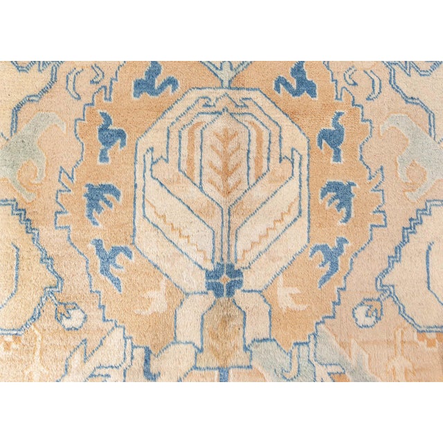 Authentic Persian Tabriz Handmade Wool Carpet in Blue and Beige Shades For Sale - Image 4 of 10