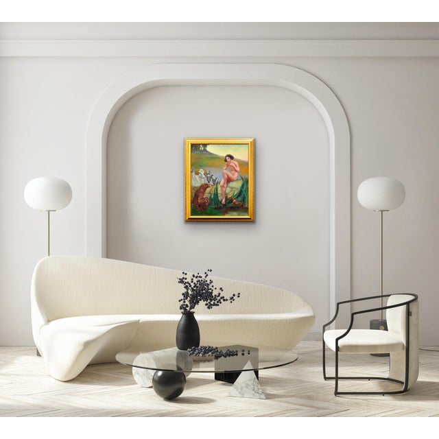 Margaret Maitland Howard, Pan, God of Nature, Playing Panpipes, 1930s, Oil Painting, Framed For Sale - Image 11 of 18