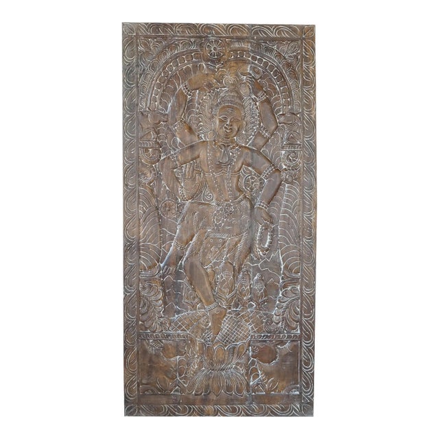 Shiva Tandav Dark Woods Artistic Indian Wall Art Custom Door, 72x35 For Sale