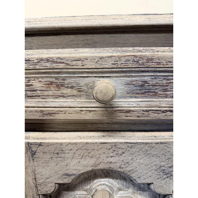 Wood Antique French Bleached and Whitewashed Oak Bedside Table, 1890s For Sale - Image 7 of 10