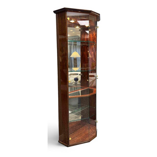 Henredon Lacquered Mahogany Bunching Curio Display Cabinets, a Pair For Sale - Image 9 of 18