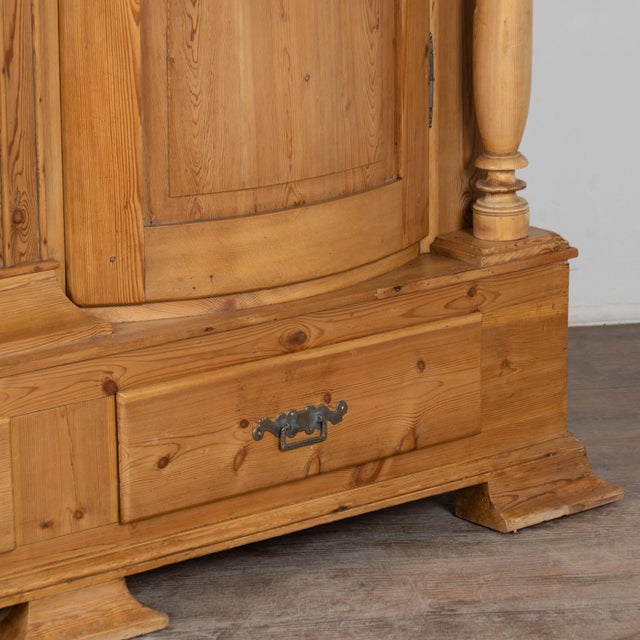 19th Century Large Danish Pine Armoire With Two Bowfront Doors For Sale - Image 9 of 11