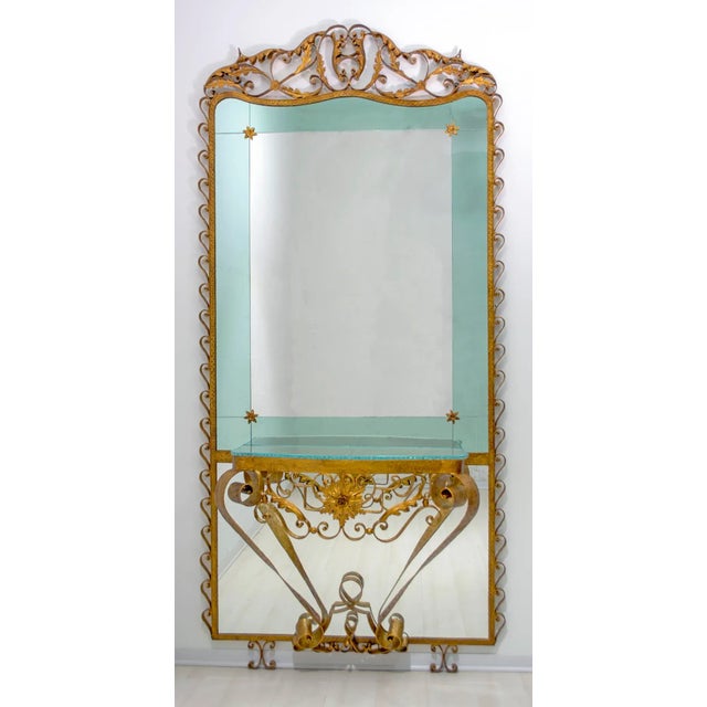 Italian Mirrored Glass and Wrought Iron Dressing Table by Pier Luigi Colli, 1950s For Sale - Image 17 of 17