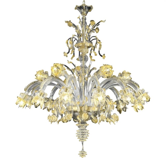 Huge Italian Chandelier with Flowers and Leaves Murano Glass For Sale - Image 9 of 9