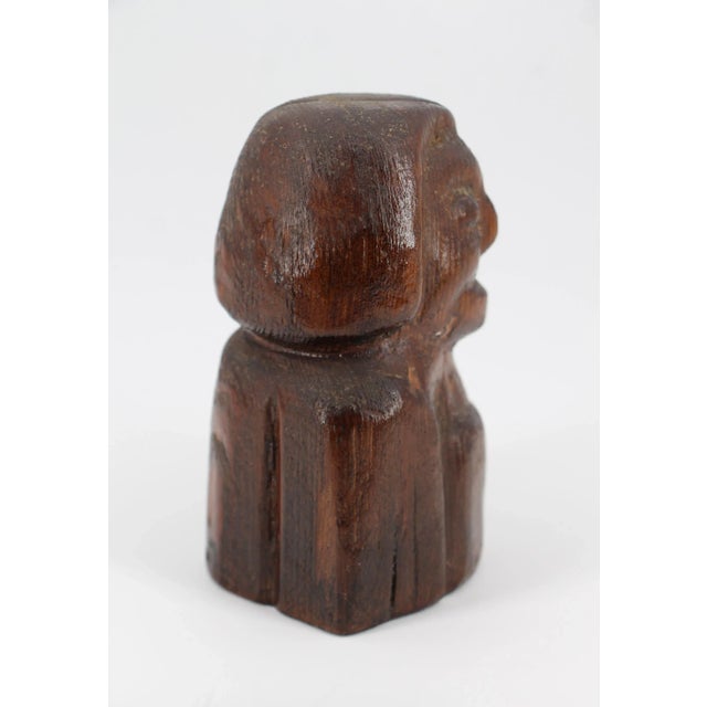 19th Century American Folk Art Primitive Wooden Woman Bust 19th Century For Sale - Image 5 of 9