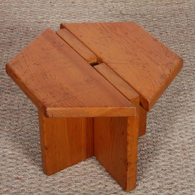 Vintage Pine Stool attributed to René Martin, 1960s For Sale - Image 4 of 8