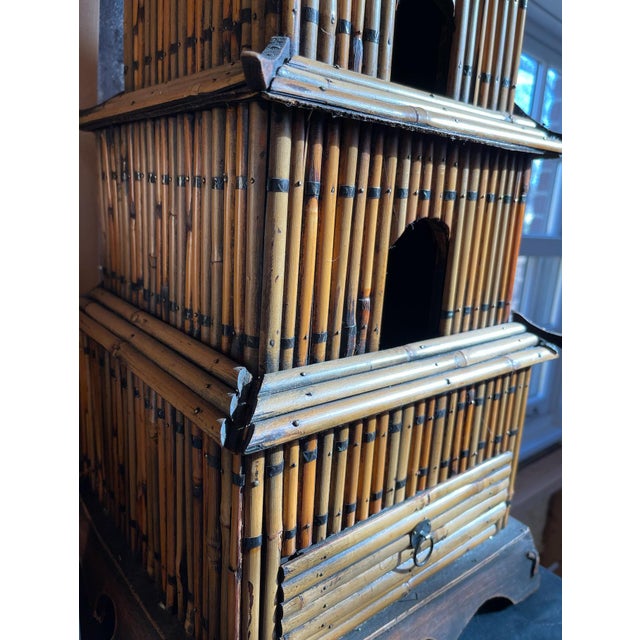 Vintage Split Reed Bamboo 7 Tier Pagoda Tower With Keepsake Drawer ...