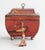 Chinoiserie 19th Century French Empire Chinoiserie Red Tole Tea Caddy Sarcophagus Box For Sale - Image 3 of 12
