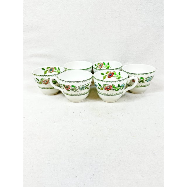 Vintage Crown Staffordshire Tea Cups With Saucers- Set of 6 For Sale - Image 9 of 13