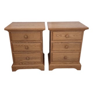 Hunt Country 3-Drawer Nightstands in Oak - A Pair For Sale