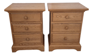 Hunt Country 3-Drawer Nightstands in Oak - A Pair