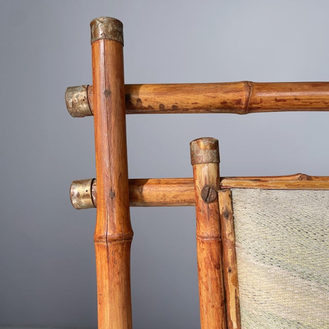 1930s Italian Art Deco Chairs in Fabric and Bamboo, 1930s, Set of 2 For Sale - Image 5 of 17