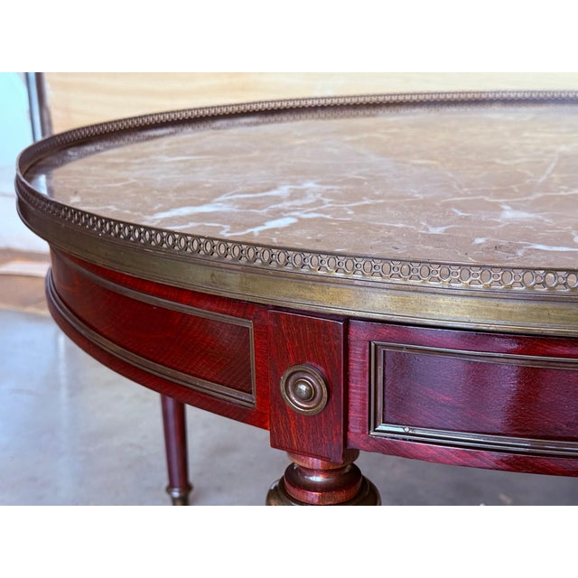 Early 20th Century Early 20th Century French Provincial Bouillotte Mahogany with Marble Top Round Coffee Table For Sale - Image 5 of 18