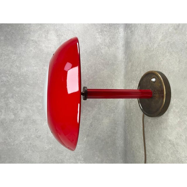 Red art deco mushroom desk lamp in excellent original condition. Up to 250V (Europe/UK Standard).The wiring of this item...