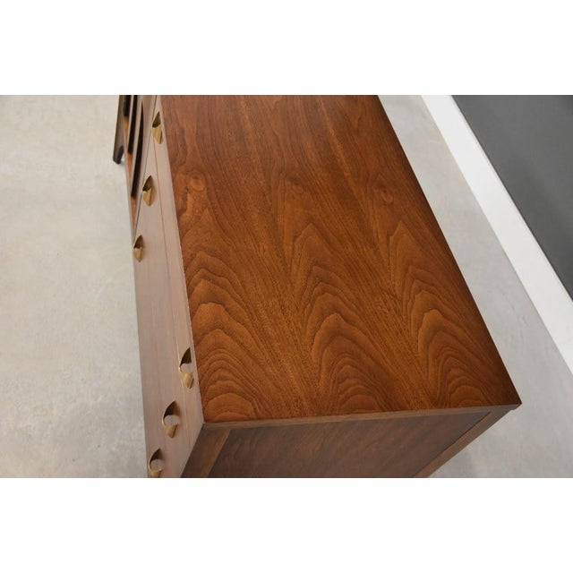 1960s Refinished Broyhill Brasilia 54” Walnut Dresser Credenza For Sale - Image 10 of 11