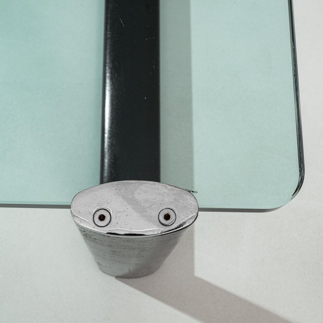 20th Century Italian Glass Coffee Table On Wooden Base For Sale - Image 12 of 18