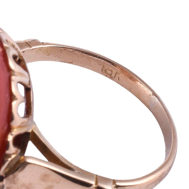 1920s 1920s Large Mediterranean Coral 18k Ring Size 5.75 For Sale - Image 5 of 5