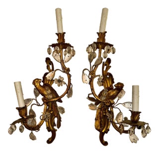 19th Century French Bagues Bronze Bird Sconces - a Pair For Sale