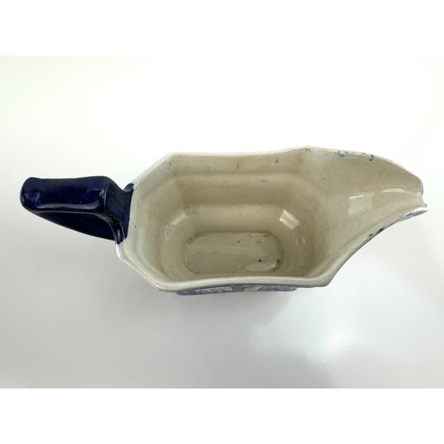 Antique Late 19th Century English Adams Blue and White Transferware Gravy Boat For Sale - Image 9 of 12