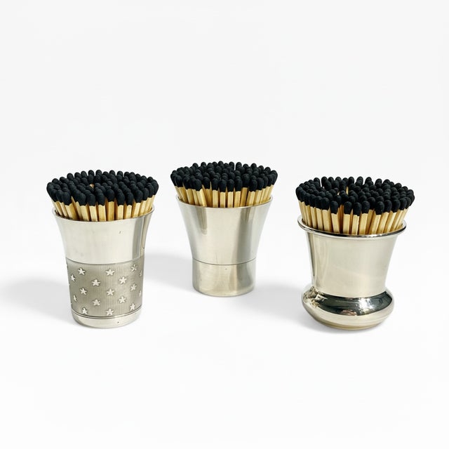 Set of 3 Art Deco silver plate goblets. Two are French and one is American. The goblet with stars is marked DC, the fluted...