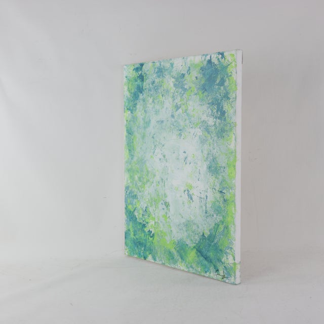 Paint "Verdant Mist" Contemporary Abstract Mixed-Media Painting For Sale - Image 7 of 9